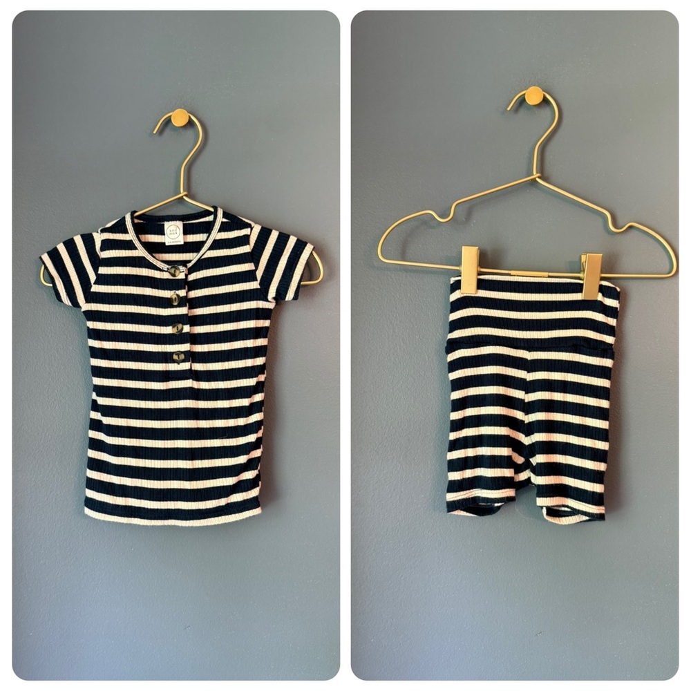 Lou Lou & co navy ribbed striped set